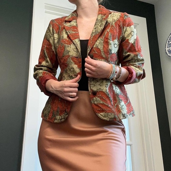 American Vintage Jackets & Blazers - Epic vintage orange gold jacquard blazer